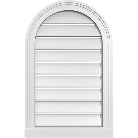 Ekena Millwork Round Top Surface Mount PVC Gable Vent: Functional, w/ 2"W x 2"P Brickmould Sill Frame, 18"W x 28"H GVPRT18X2803SF